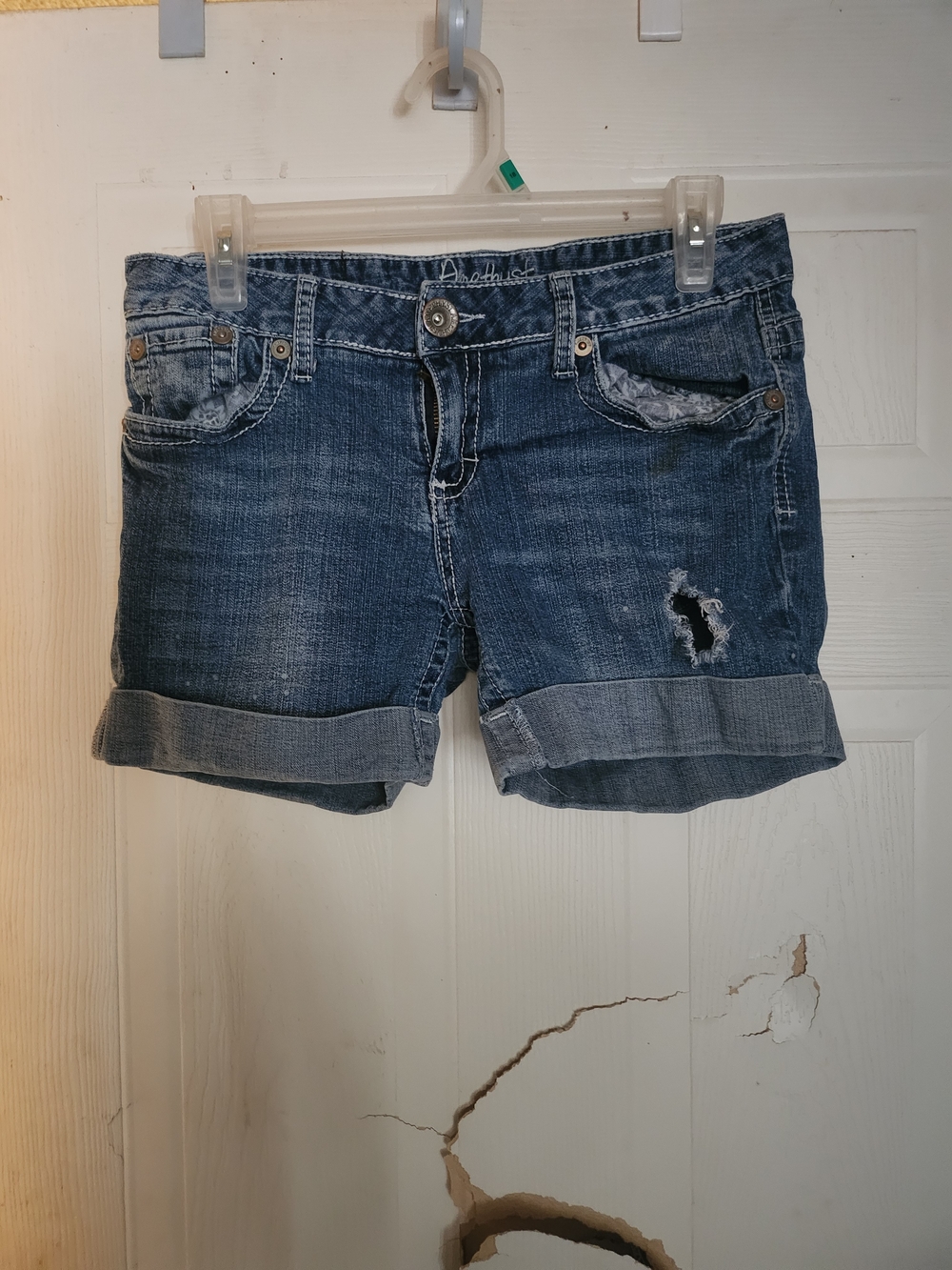 Amethyst Jeans Distressed Rolled Cuff Denim Shorts in Blue